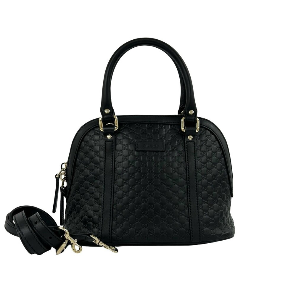 GUCCI Authentic Black Leather Shoulder Bag
